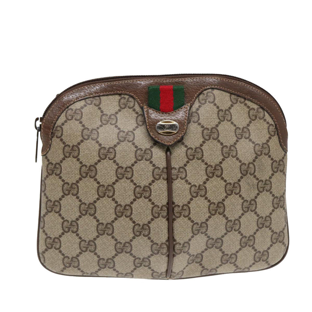 GUCCI GG Supreme Web Sherry Line Shoulder Bag PVC Beige 904 02 047 88145