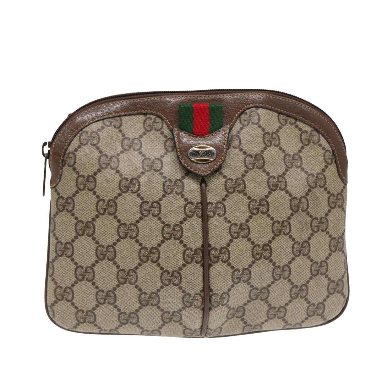 GUCCI GG Supreme Web Sherry Line Shoulder Bag PVC Beige 904 02 047 88145