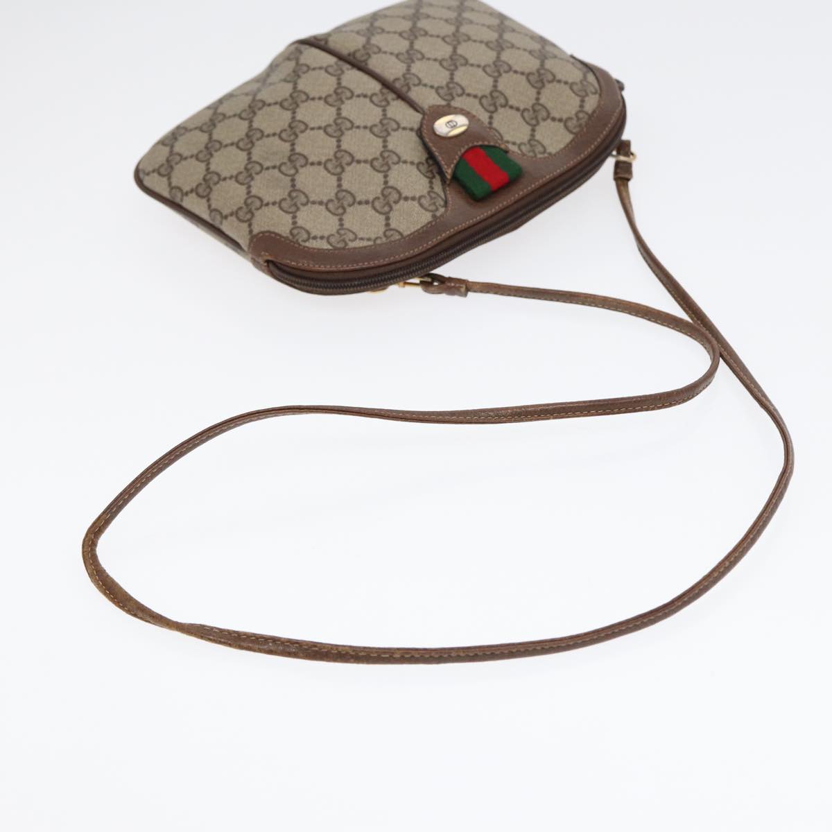 GUCCI GG Supreme Web Sherry Line Shoulder Bag PVC Beige 904 02 047 88145