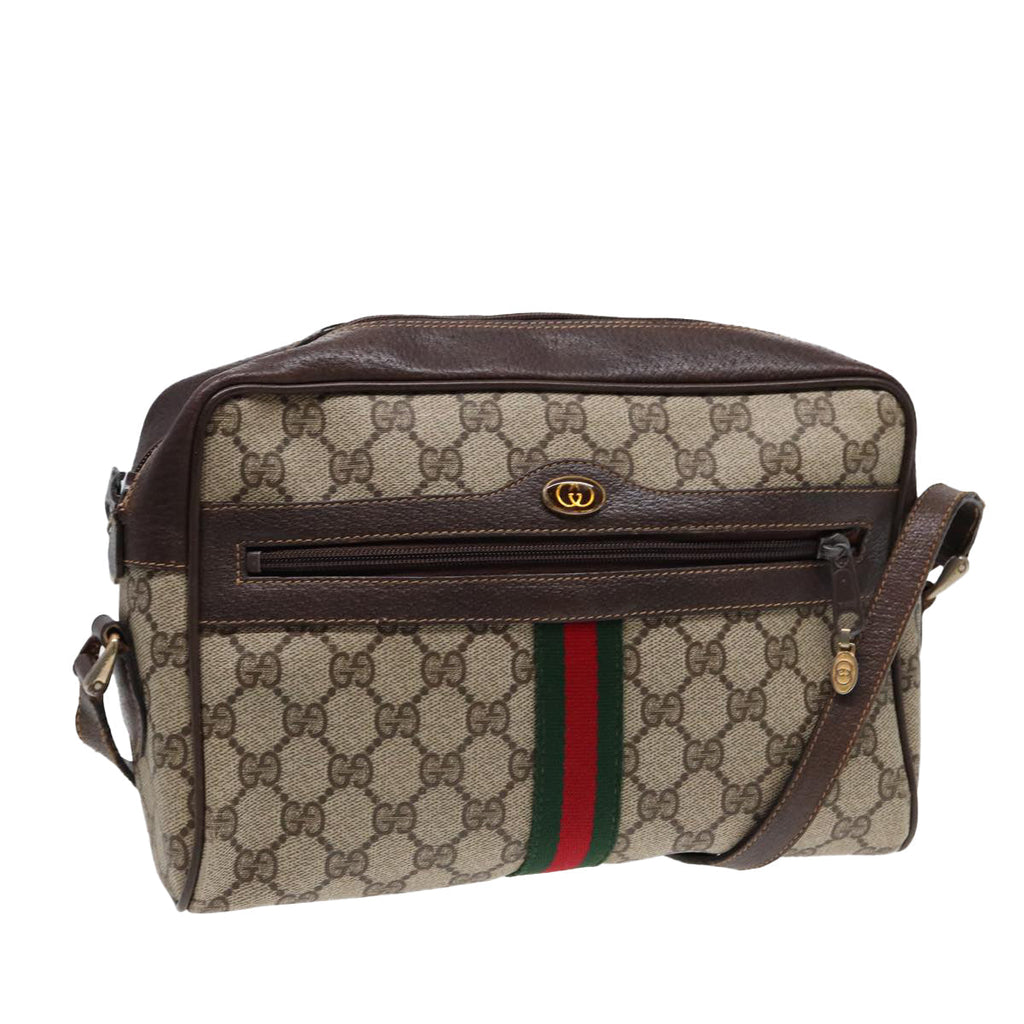 GUCCI GG Supreme Web Sherry Line Shoulder Bag PVC Beige 72 001 4071 88146