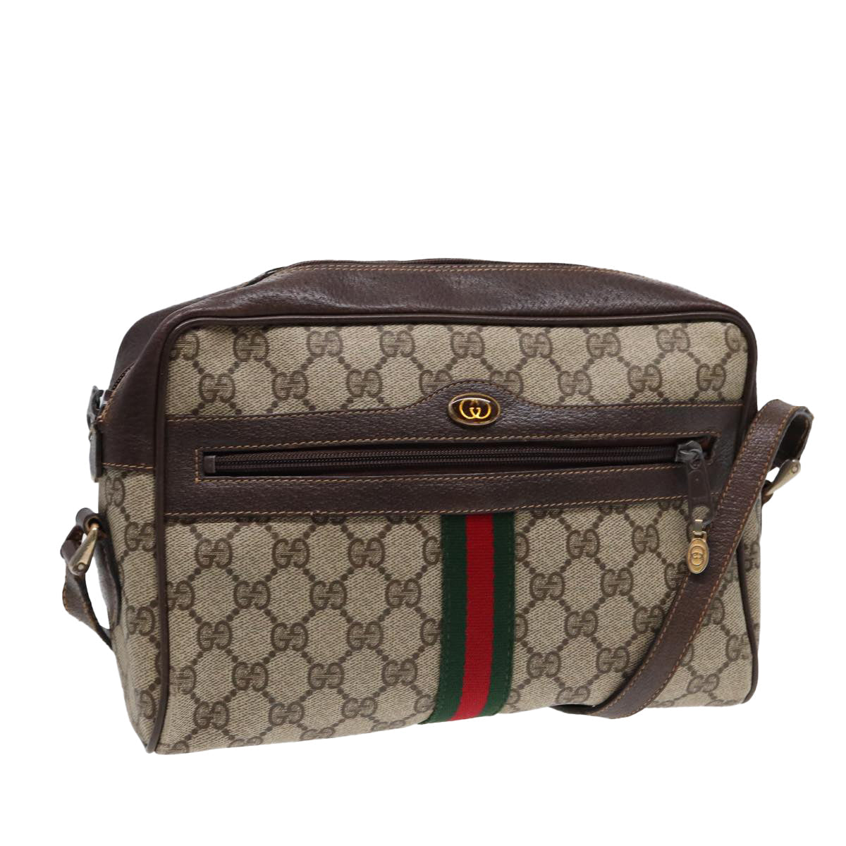 GUCCI GG Supreme Web Sherry Line Shoulder Bag PVC Beige 72 001 4071 88146