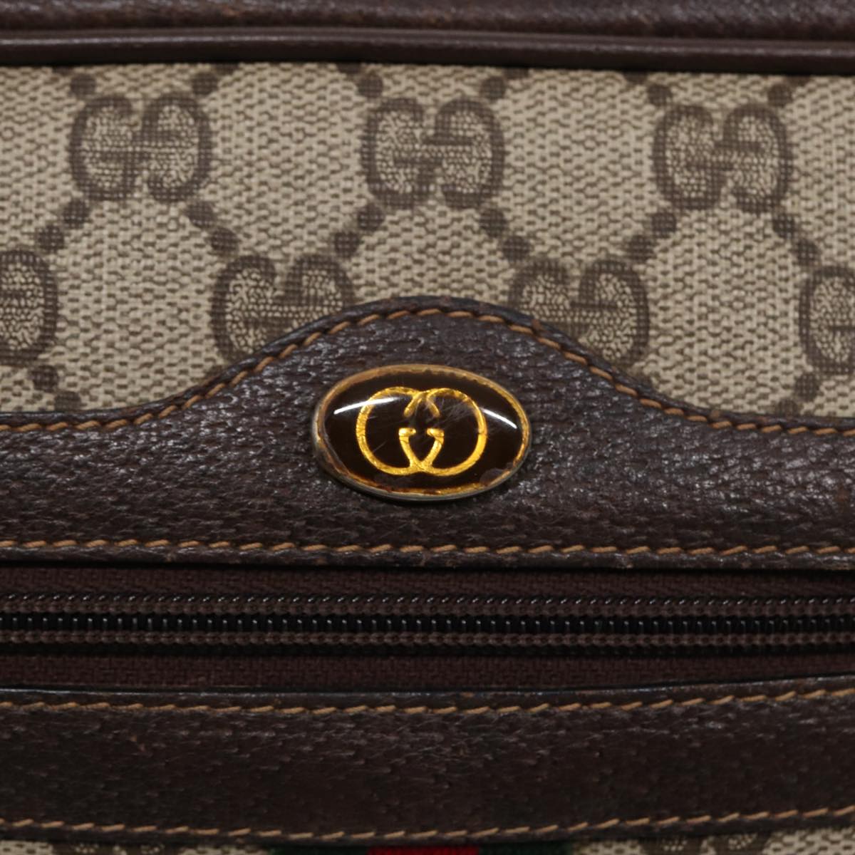 GUCCI GG Supreme Web Sherry Line Shoulder Bag PVC Beige 72 001 4071 88146