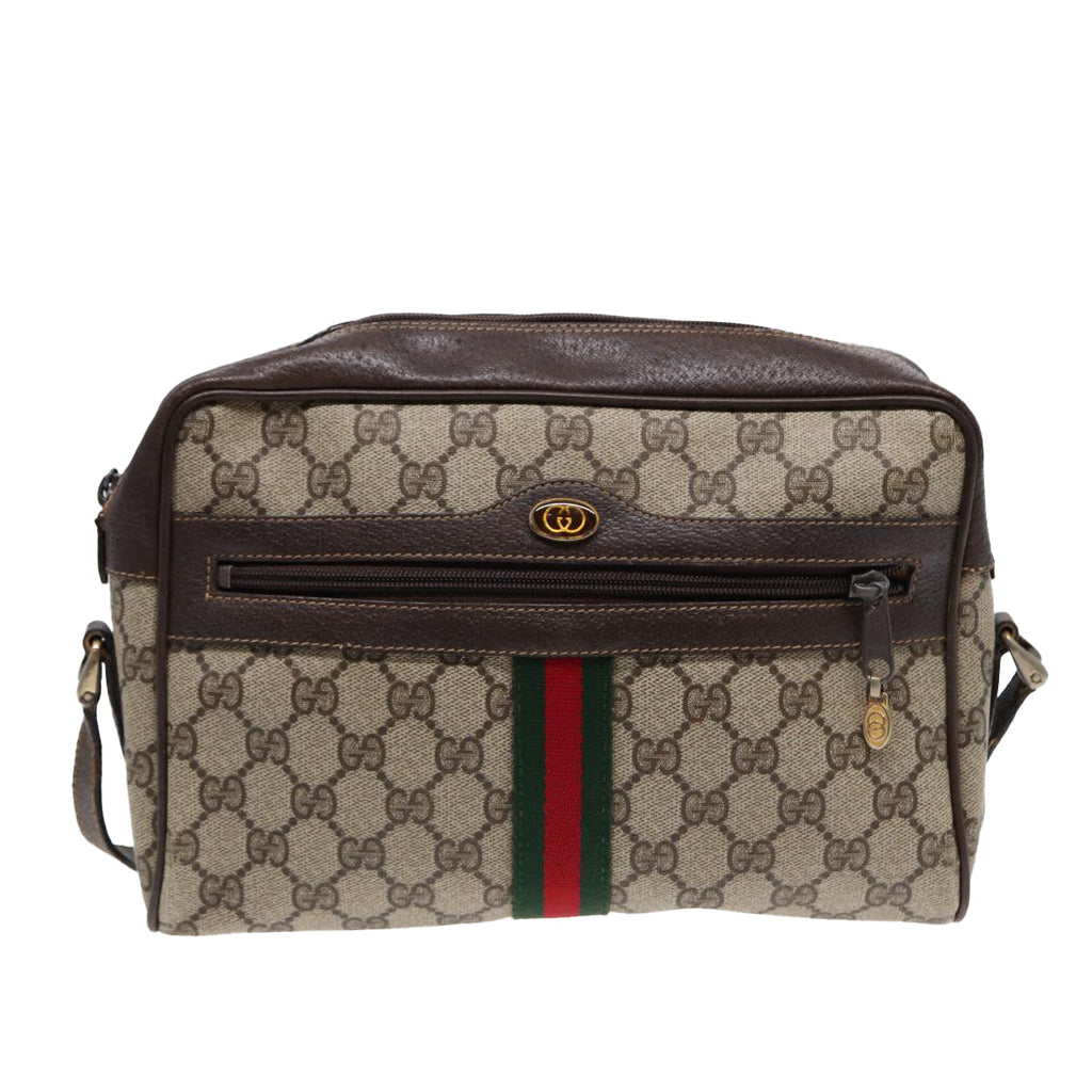 GUCCI GG Supreme Web Sherry Line Shoulder Bag PVC Beige 72 001 4071 88146