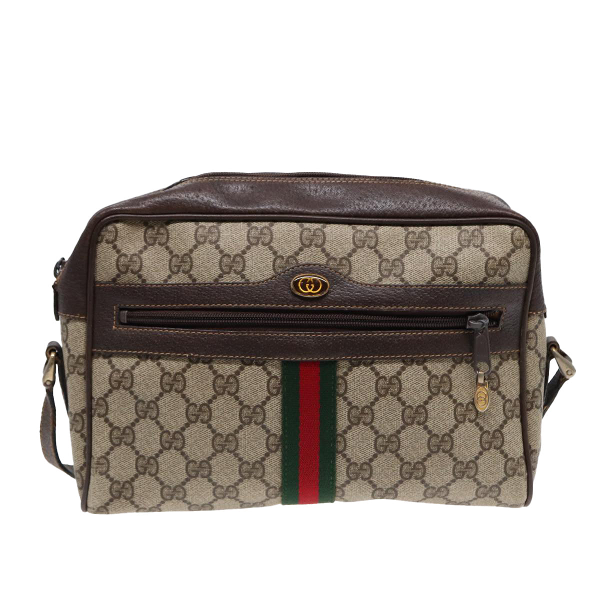 GUCCI GG Supreme Web Sherry Line Shoulder Bag PVC Beige 72 001 4071 88146