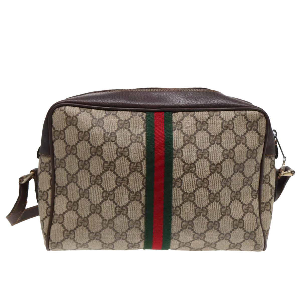 GUCCI GG Supreme Web Sherry Line Shoulder Bag PVC Beige 72 001 4071 88146