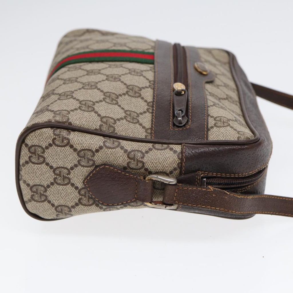 GUCCI GG Supreme Web Sherry Line Shoulder Bag PVC Beige 72 001 4071 88146