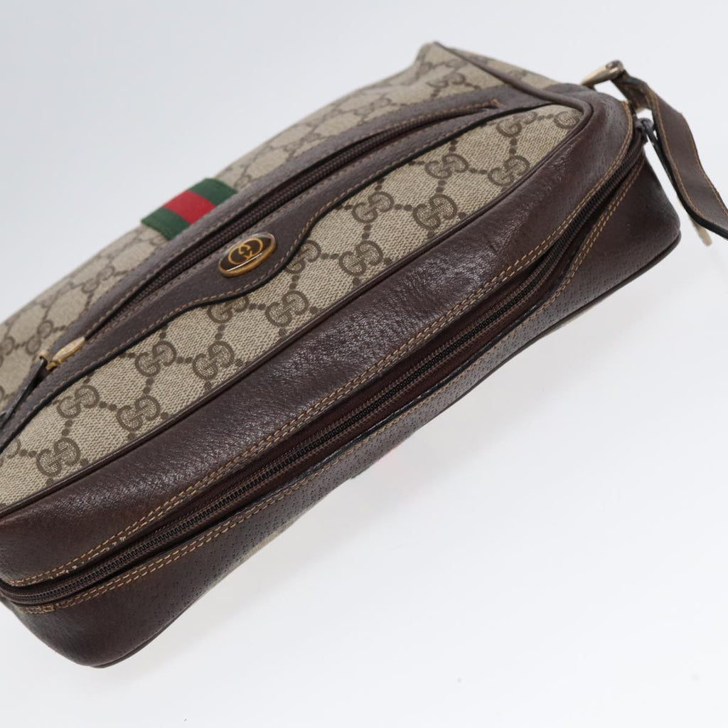GUCCI GG Supreme Web Sherry Line Shoulder Bag PVC Beige 72 001 4071 88146