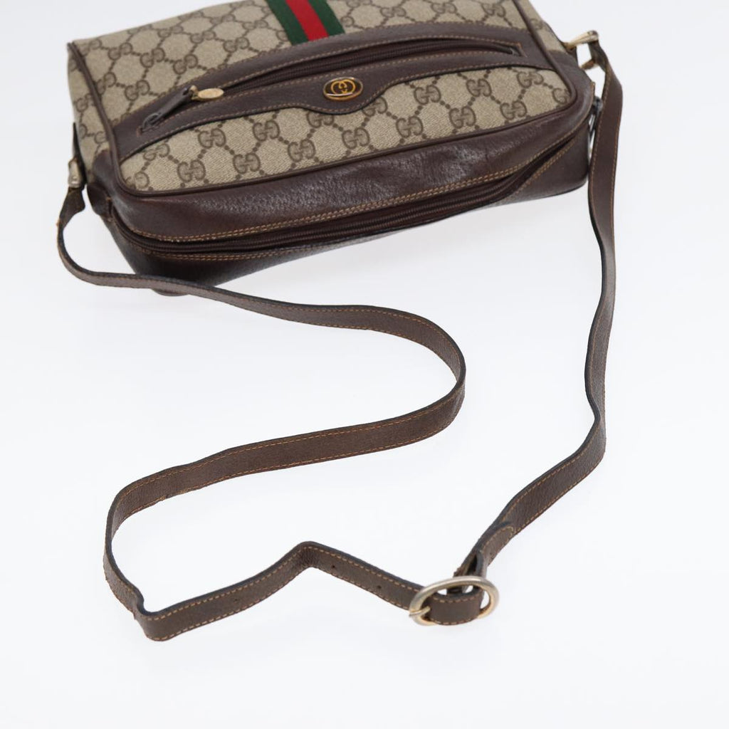 GUCCI GG Supreme Web Sherry Line Shoulder Bag PVC Beige 72 001 4071 88146