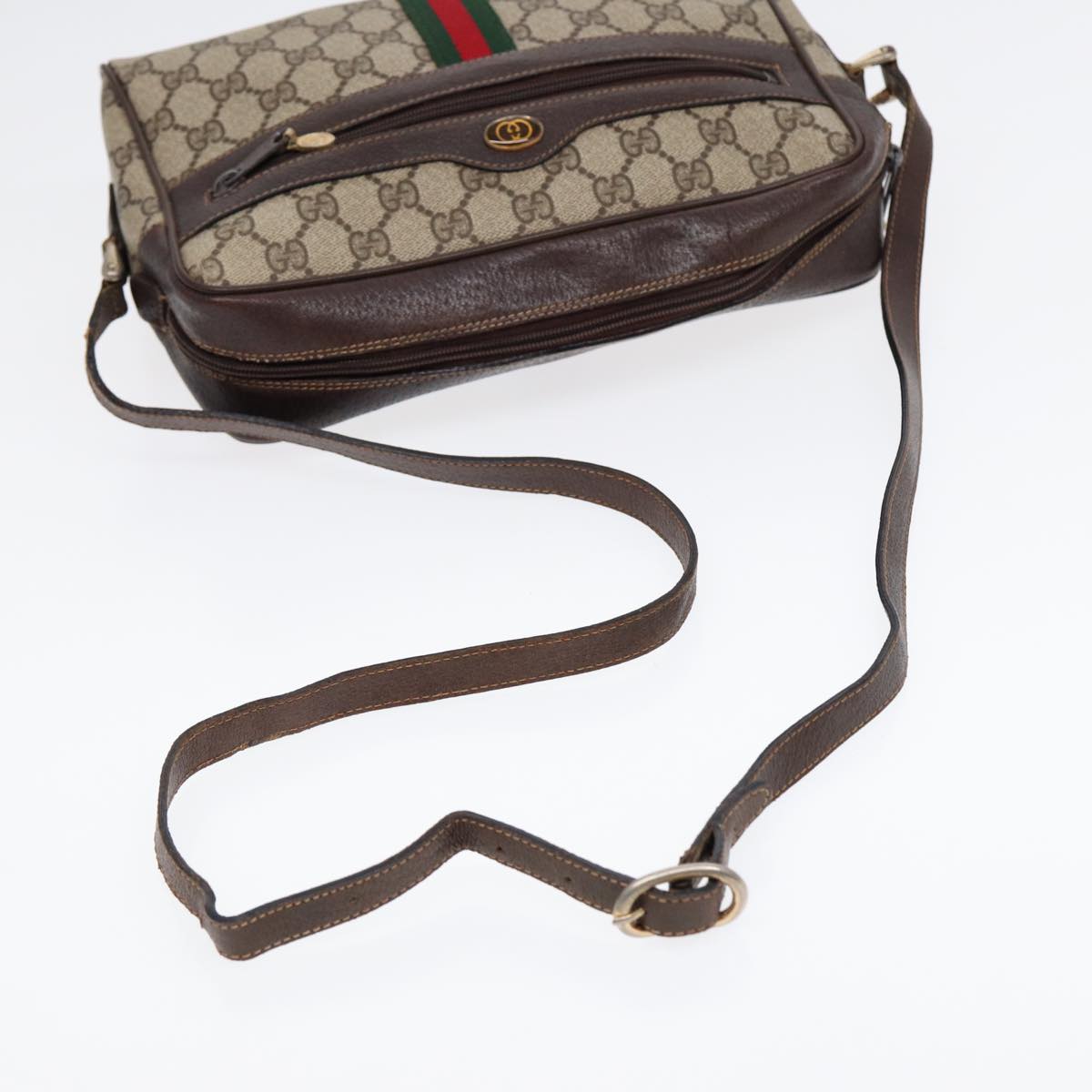 GUCCI GG Supreme Web Sherry Line Shoulder Bag PVC Beige 72 001 4071 88146
