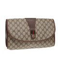 GUCCI GG Supreme Web Sherry Line Clutch Bag PVC Red Gold 156 01 031 88149