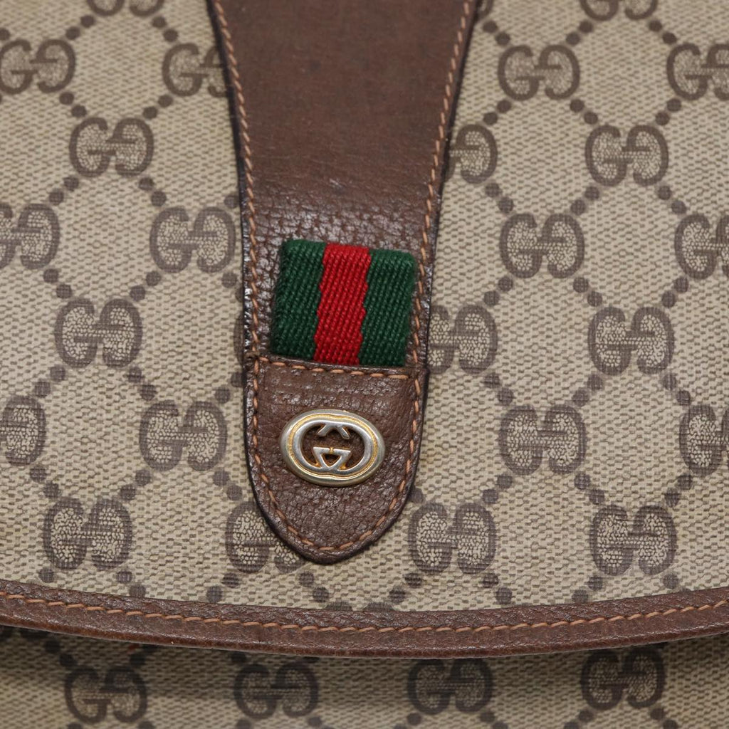 GUCCI GG Supreme Web Sherry Line Clutch Bag PVC Red Gold 156 01 031 88149