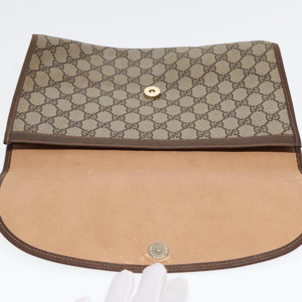 GUCCI GG Supreme Web Sherry Line Clutch Bag PVC Red Gold 156 01 031 88149