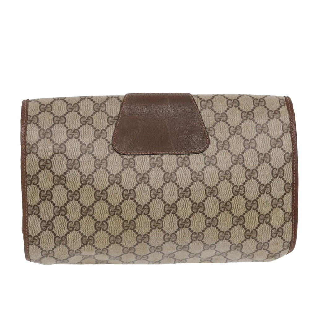 GUCCI GG Supreme Web Sherry Line Clutch Bag PVC Red Gold 156 01 031 88149