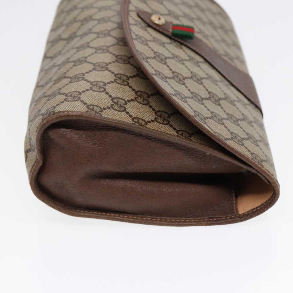 GUCCI GG Supreme Web Sherry Line Clutch Bag PVC Red Gold 156 01 031 88149