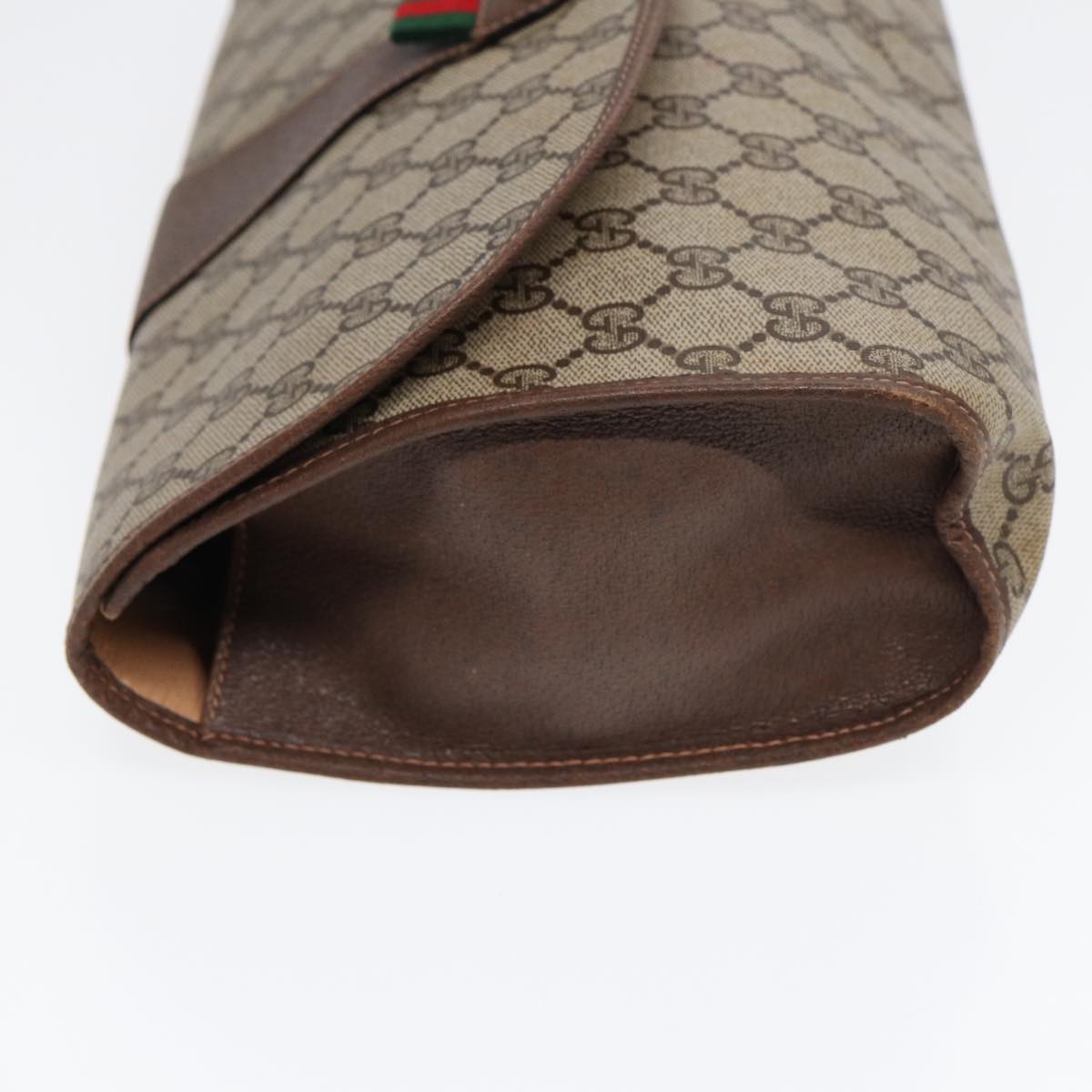 GUCCI GG Supreme Web Sherry Line Clutch Bag PVC Red Gold 156 01 031 88149