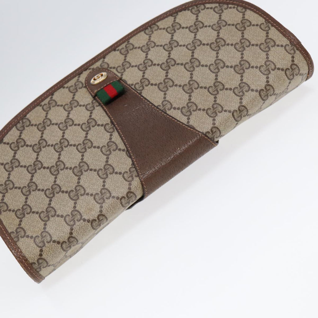 GUCCI GG Supreme Web Sherry Line Clutch Bag PVC Red Gold 156 01 031 88149