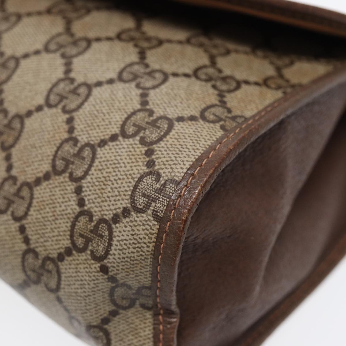 GUCCI GG Supreme Web Sherry Line Clutch Bag PVC Red Gold 156 01 031 88149