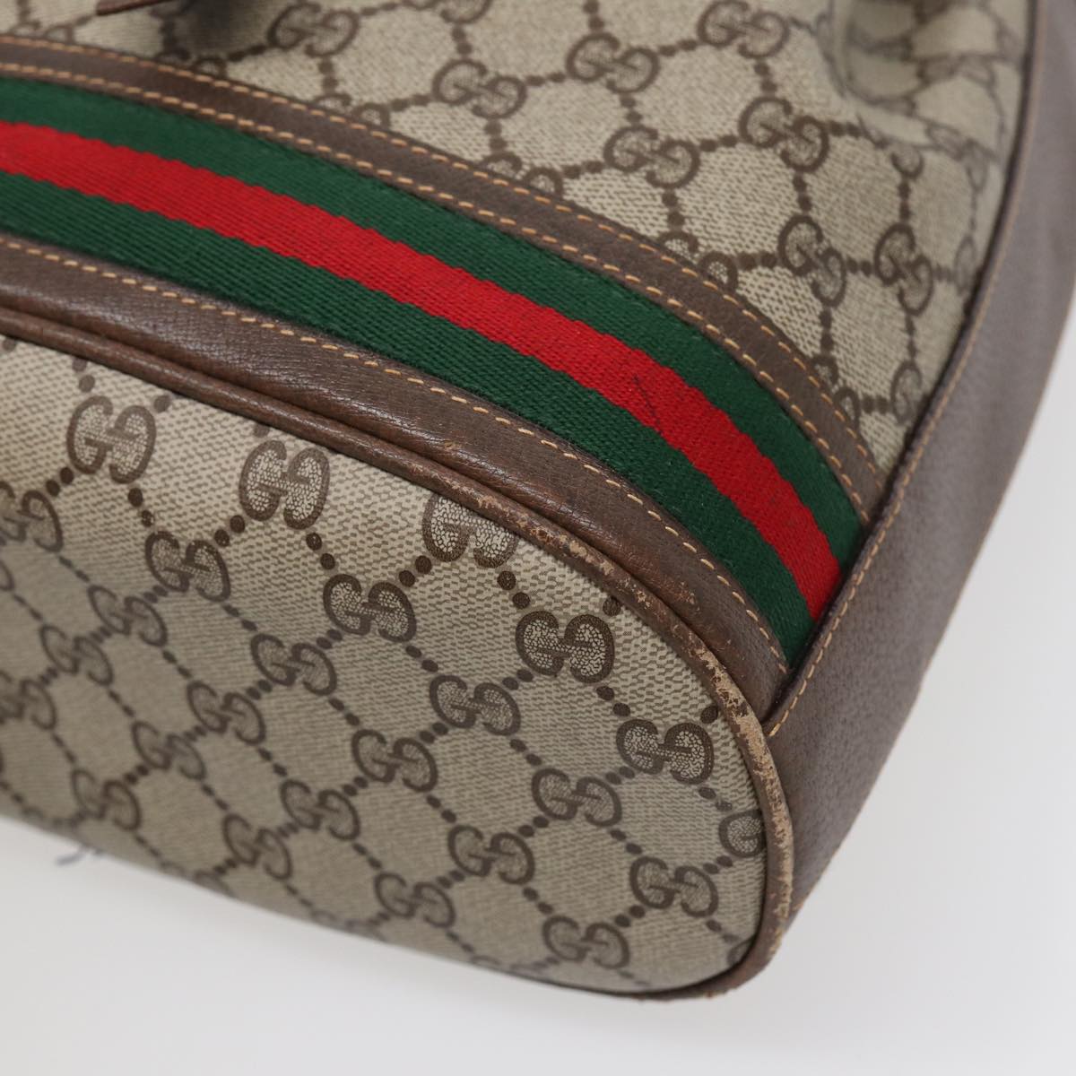 GUCCI GG Supreme Web Sherry Line Shoulder Bag Beige Gold 001 164 0933 88150