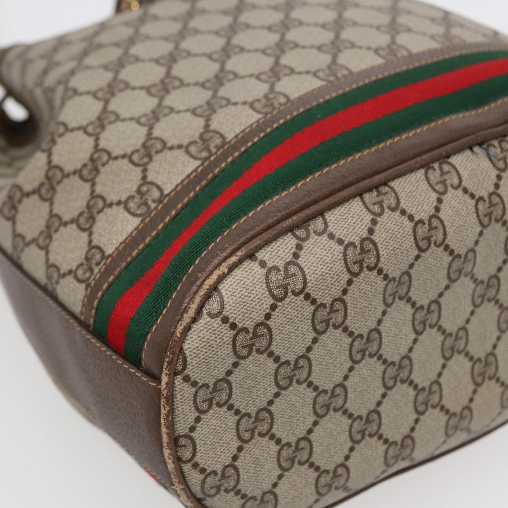 GUCCI GG Supreme Web Sherry Line Shoulder Bag Beige Gold 001 164 0933 88150
