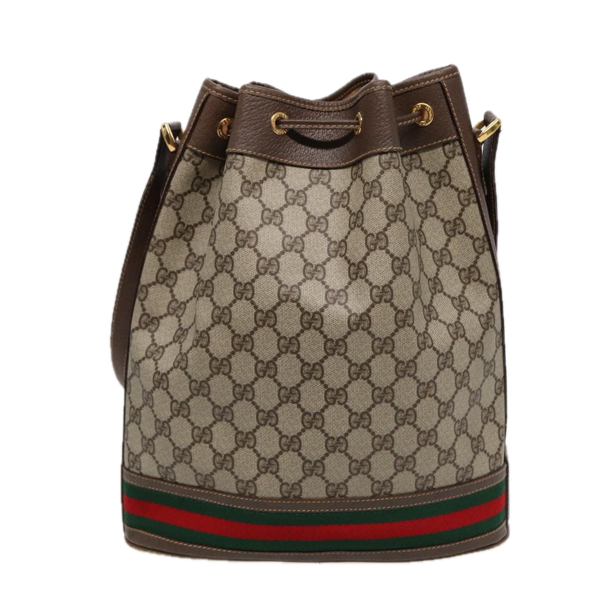 GUCCI GG Supreme Web Sherry Line Shoulder Bag Beige Gold 001 164 0933 88150