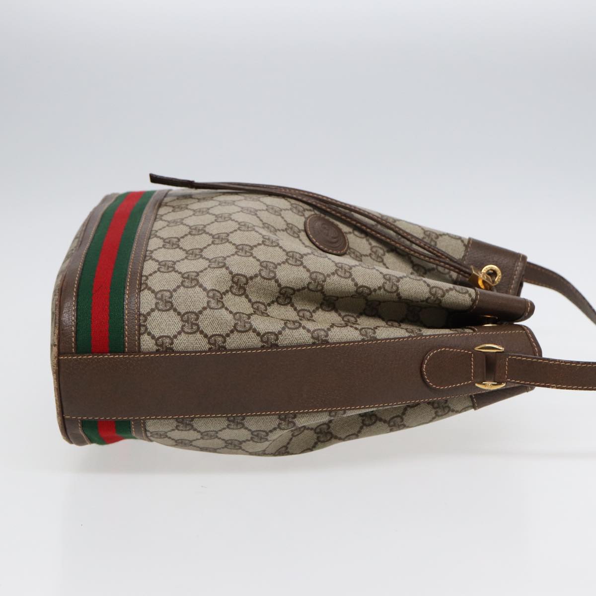 GUCCI GG Supreme Web Sherry Line Shoulder Bag Beige Gold 001 164 0933 88150