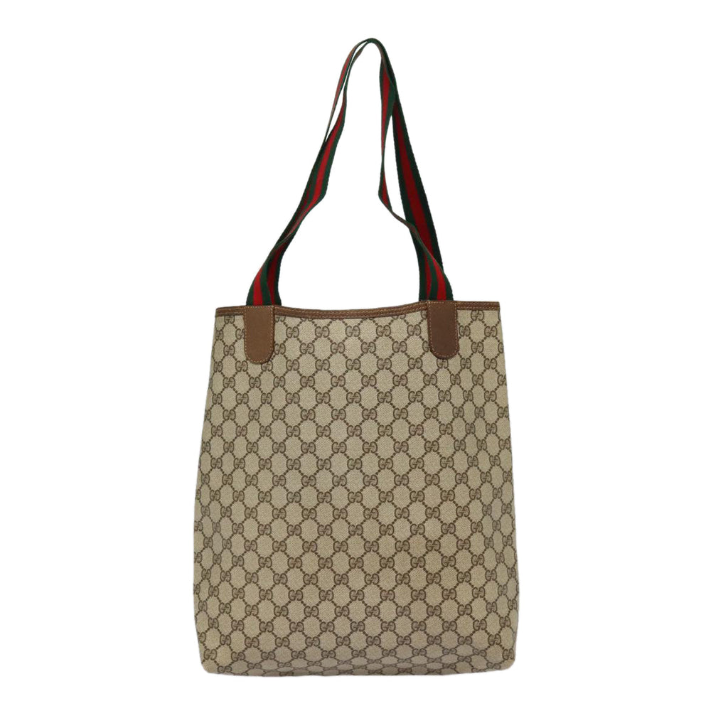 GUCCI GG Supreme Web Sherry Line Tote Bag PVC Beige Red 39 02 003 88151