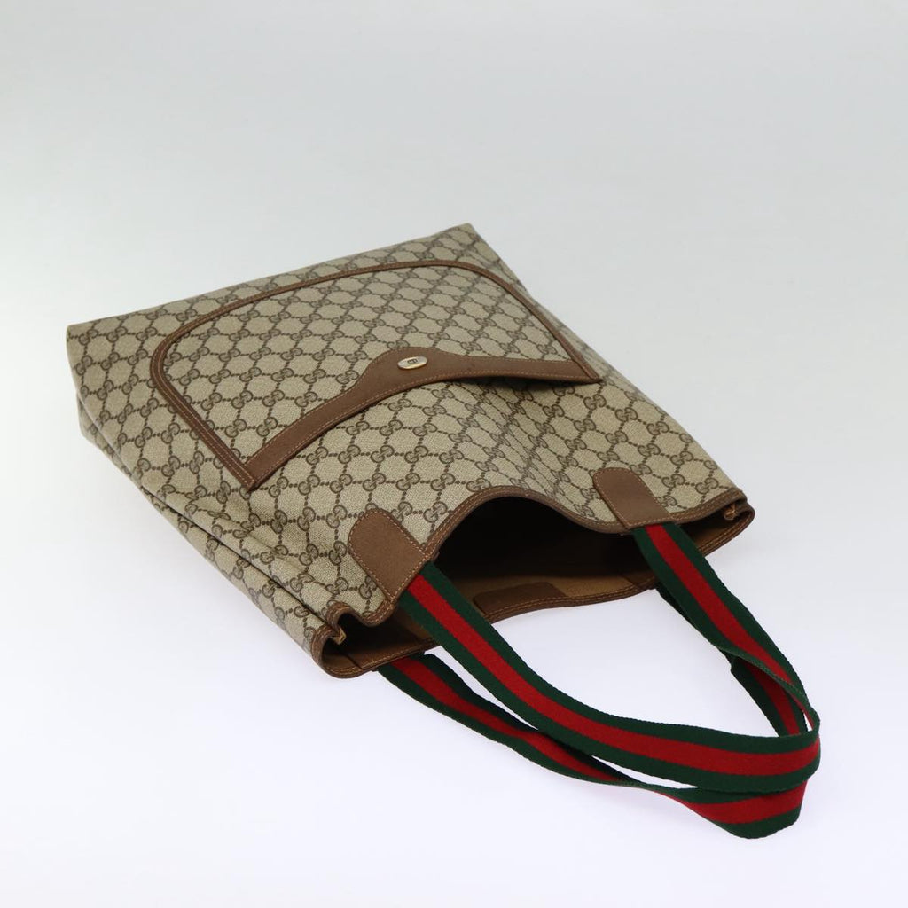 GUCCI GG Supreme Web Sherry Line Tote Bag PVC Beige Red 39 02 003 88151