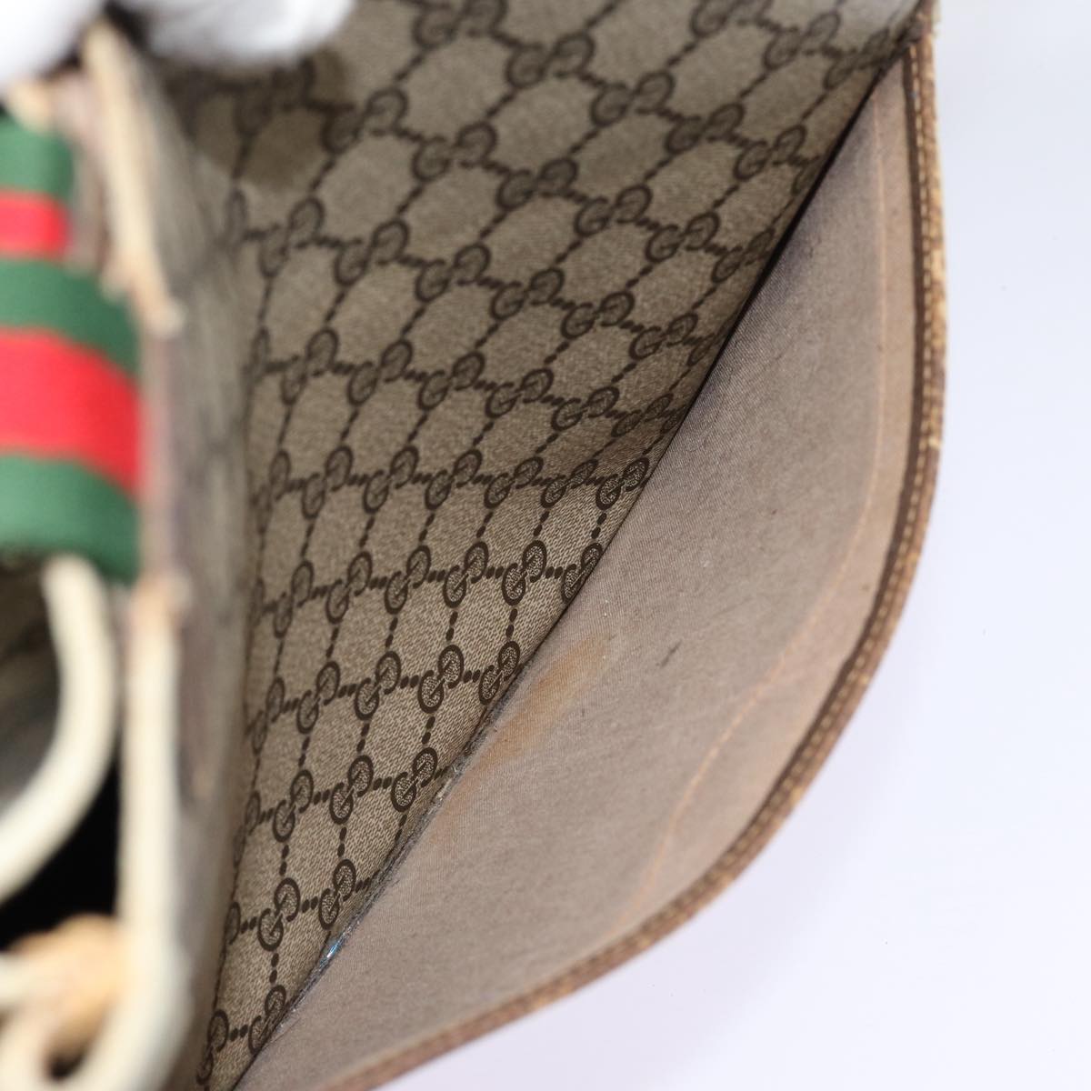 GUCCI GG Supreme Web Sherry Line Tote Bag PVC Beige Red 40 02 003 88153