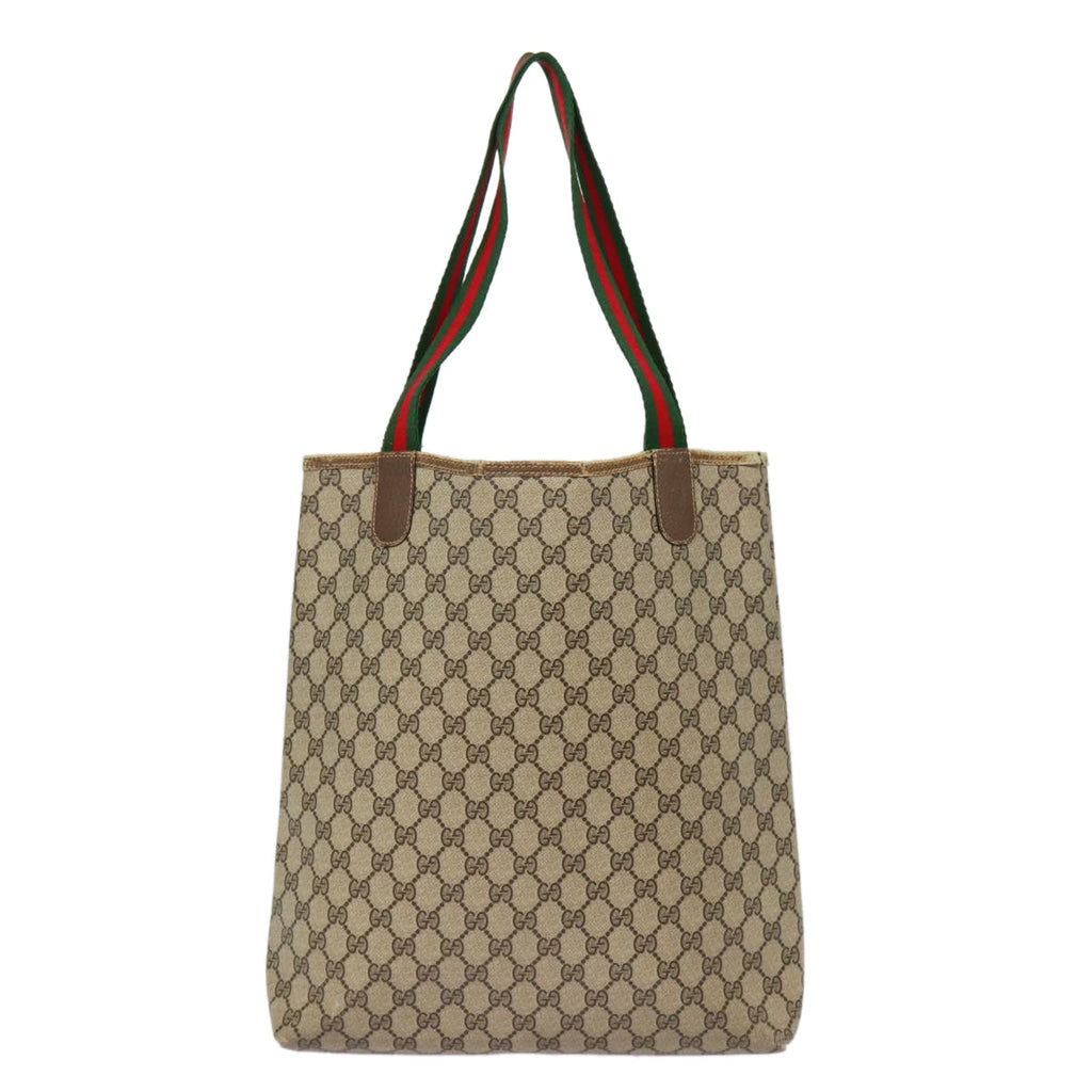 GUCCI GG Supreme Web Sherry Line Tote Bag PVC Beige Red 40 02 003 88153