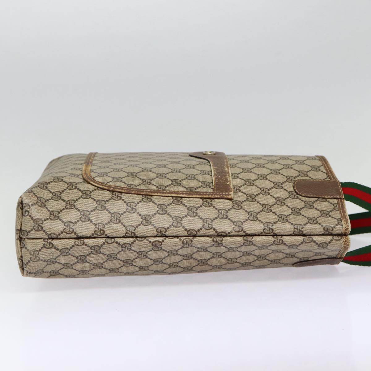 GUCCI GG Supreme Web Sherry Line Tote Bag PVC Beige Red 40 02 003 88153