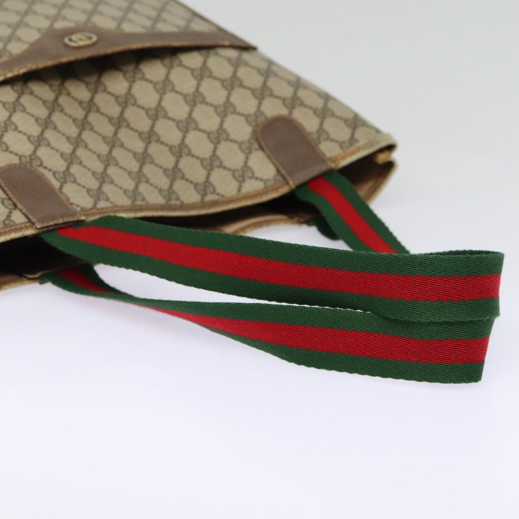 GUCCI GG Supreme Web Sherry Line Tote Bag PVC Beige Red 40 02 003 88153