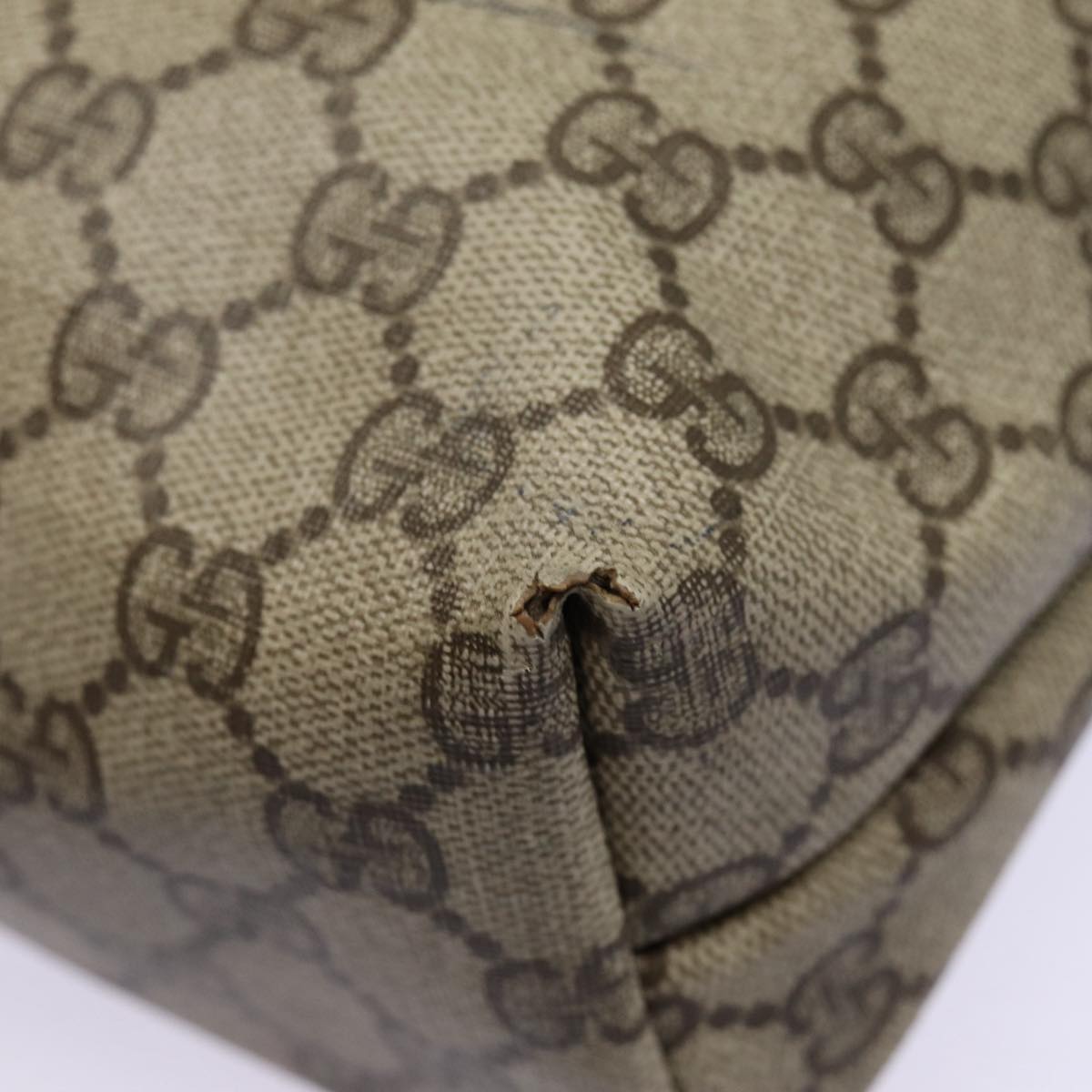 GUCCI GG Supreme Web Sherry Line Tote Bag PVC Beige Red 39 02 003 88154