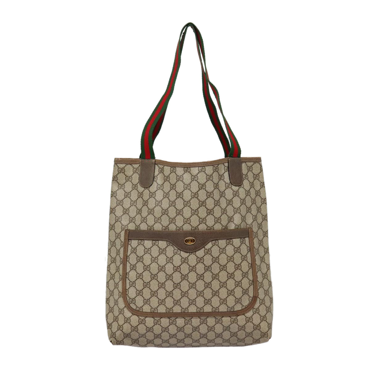 GUCCI GG Supreme Web Sherry Line Tote Bag PVC Beige Red 39 02 003 88154
