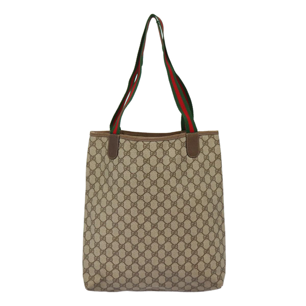 GUCCI GG Supreme Web Sherry Line Tote Bag PVC Beige Red 39 02 003 88154