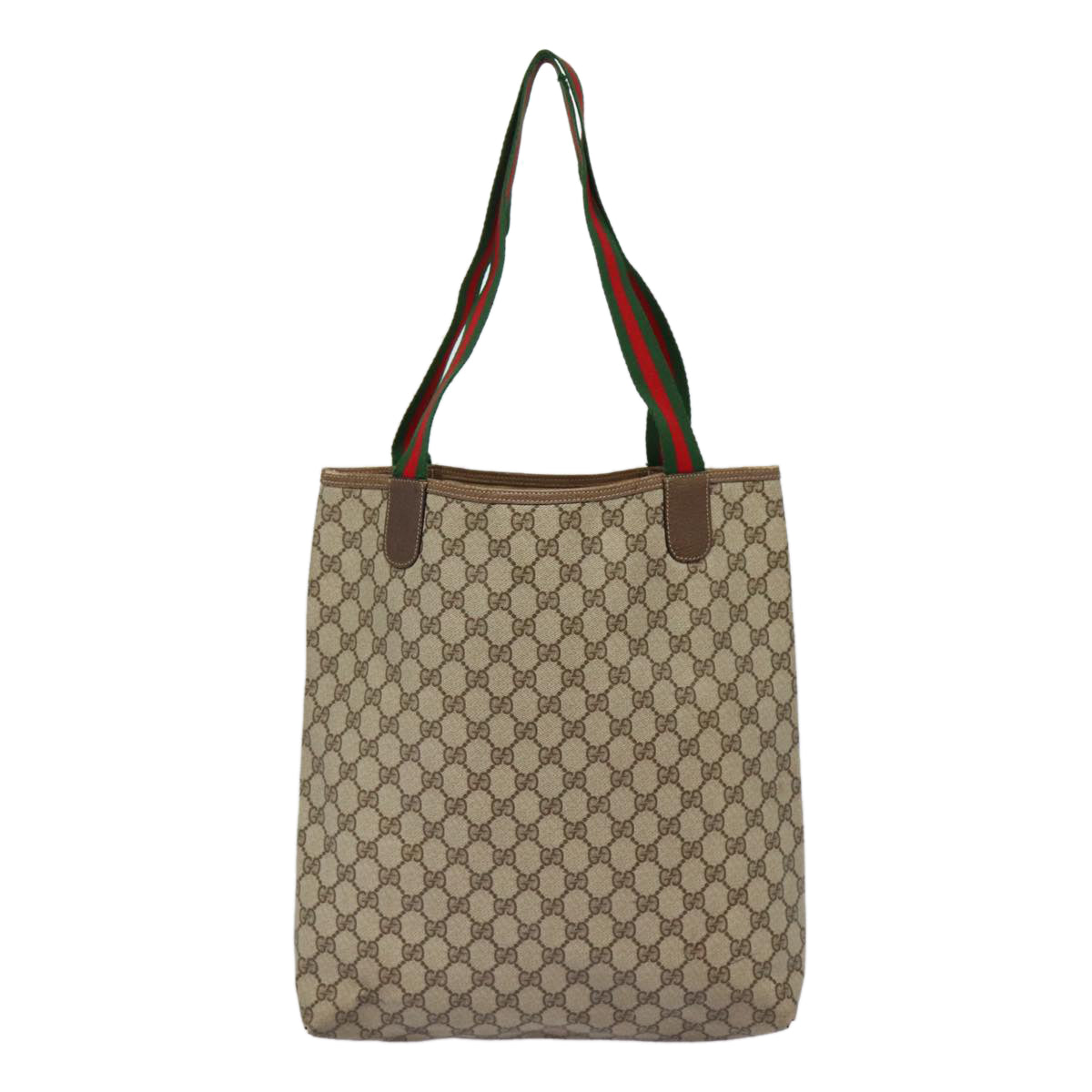 GUCCI GG Supreme Web Sherry Line Tote Bag PVC Beige Red 39 02 003 88154