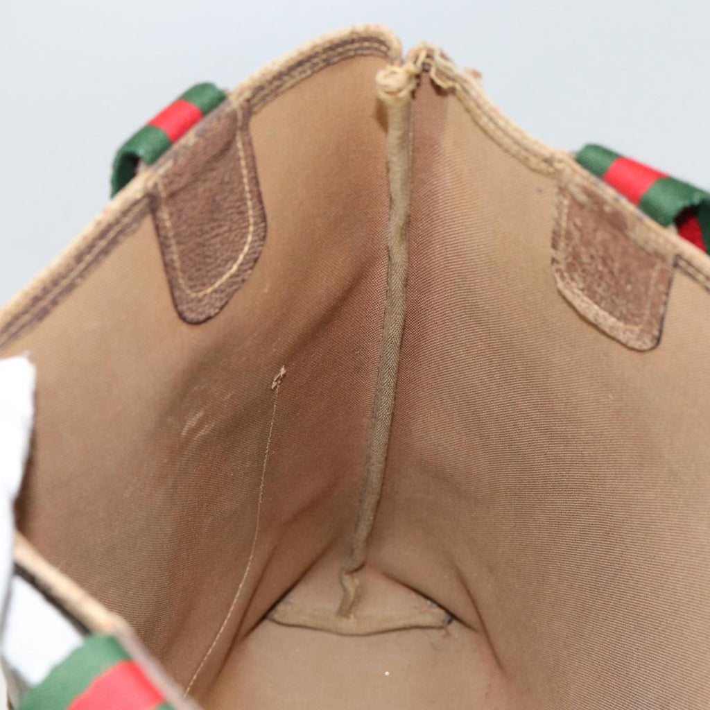 GUCCI GG Supreme Web Sherry Line Tote Bag PVC Beige Red 40 02 003 88155