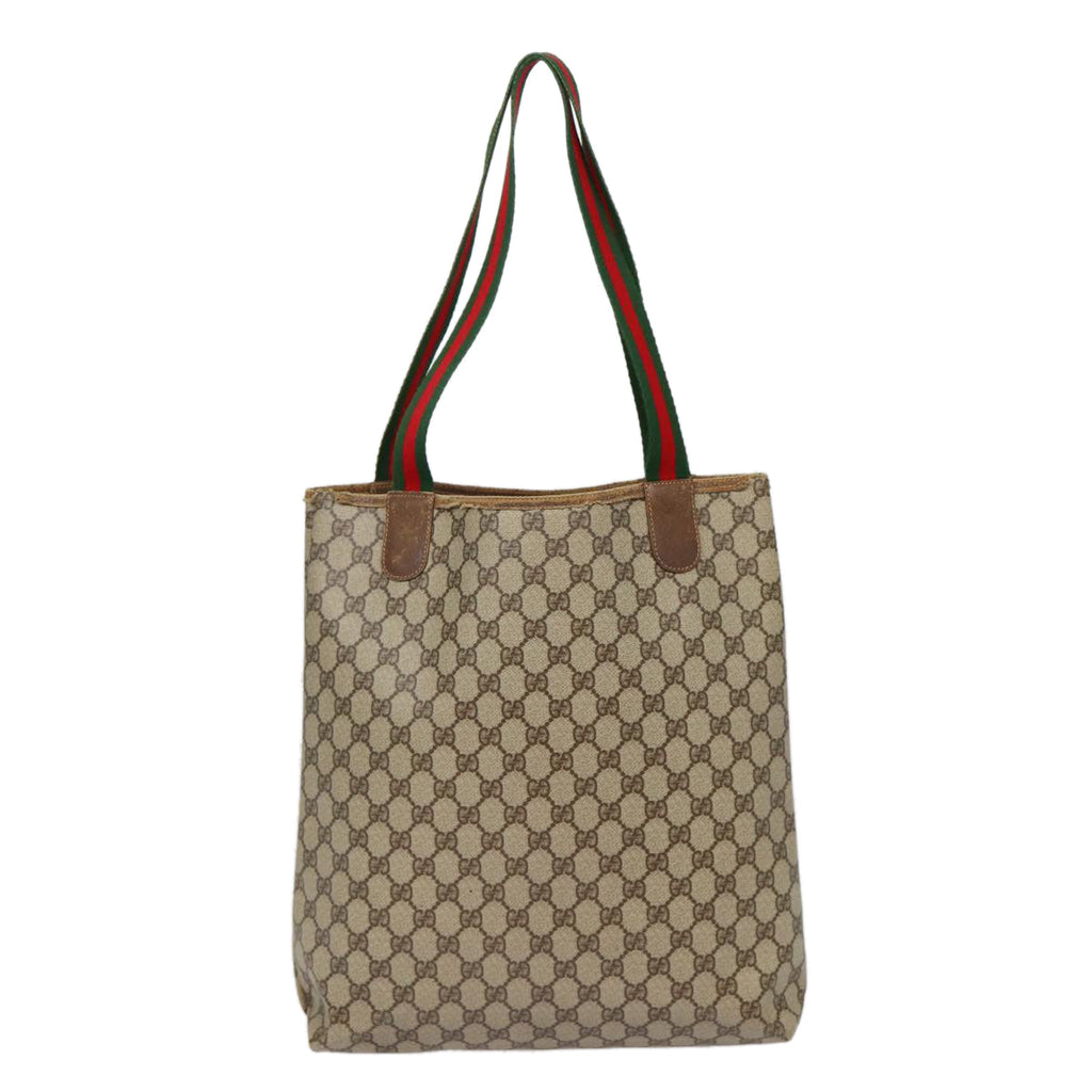 GUCCI GG Supreme Web Sherry Line Tote Bag PVC Beige Red 40 02 003 88155
