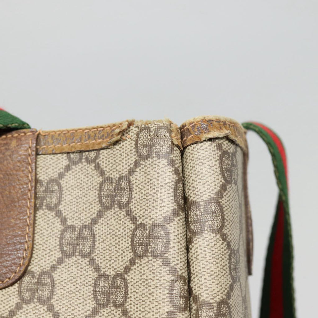 GUCCI GG Supreme Web Sherry Line Tote Bag PVC Beige Red 40 02 003 88155