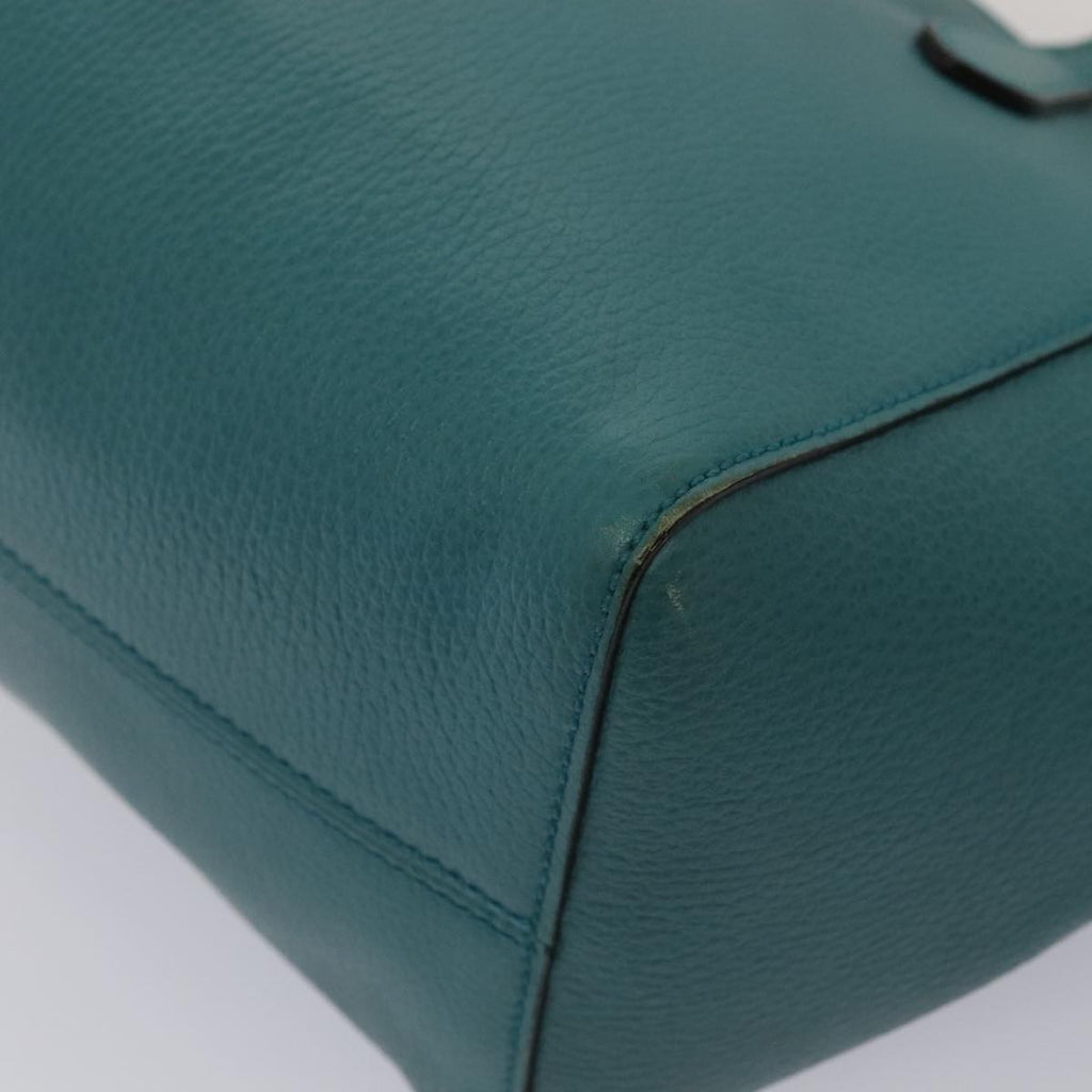 GUCCI Tote Bag Leather Turquoise Blue Gold 354408 88161