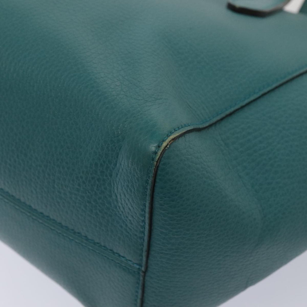 GUCCI Tote Bag Leather Turquoise Blue Gold 354408 88161