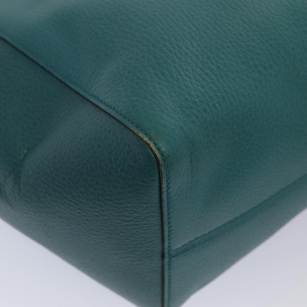 GUCCI Tote Bag Leather Turquoise Blue Gold 354408 88161