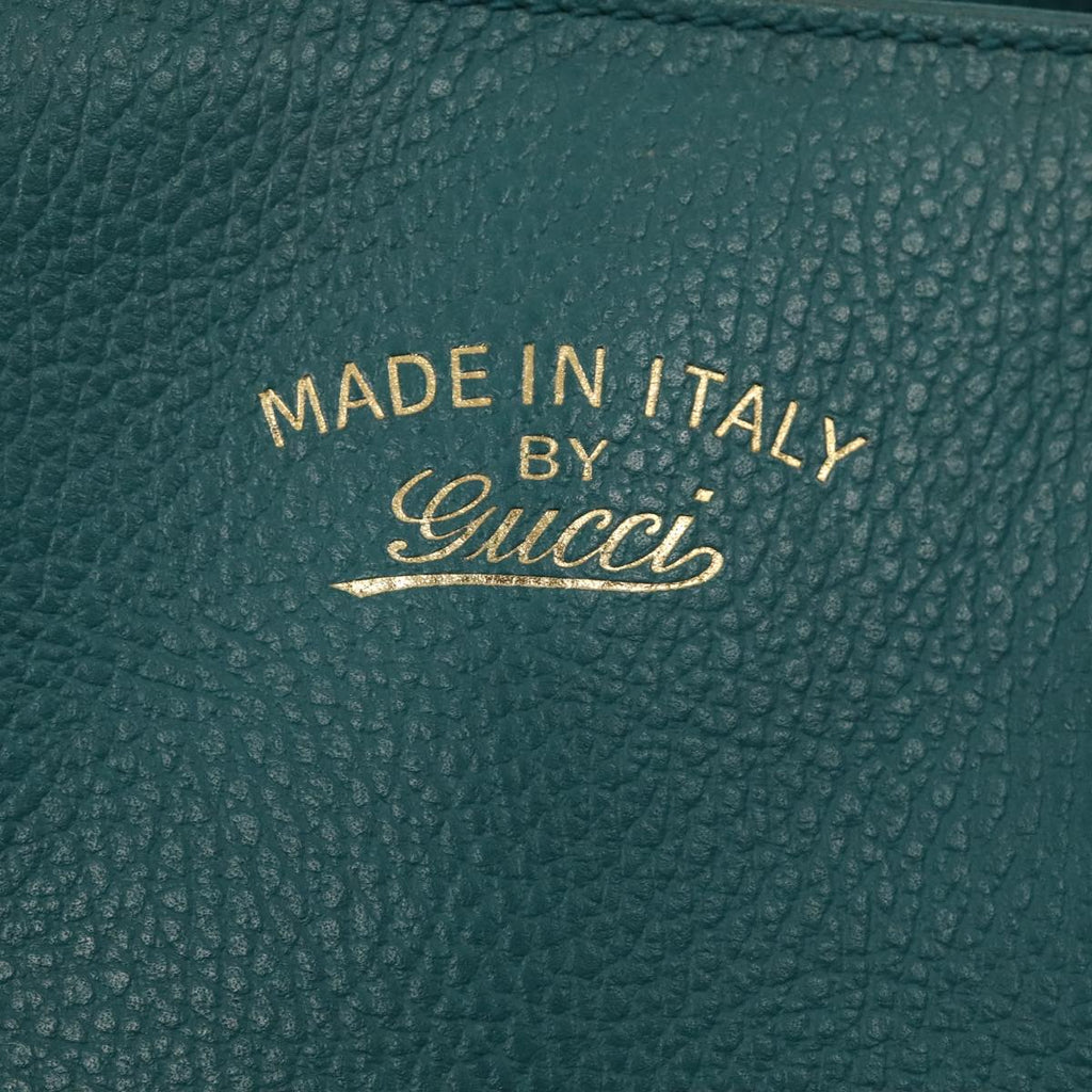 GUCCI Tote Bag Leather Turquoise Blue Gold 354408 88161