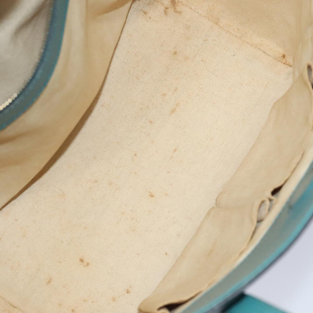 GUCCI Tote Bag Leather Turquoise Blue Gold 354408 88161