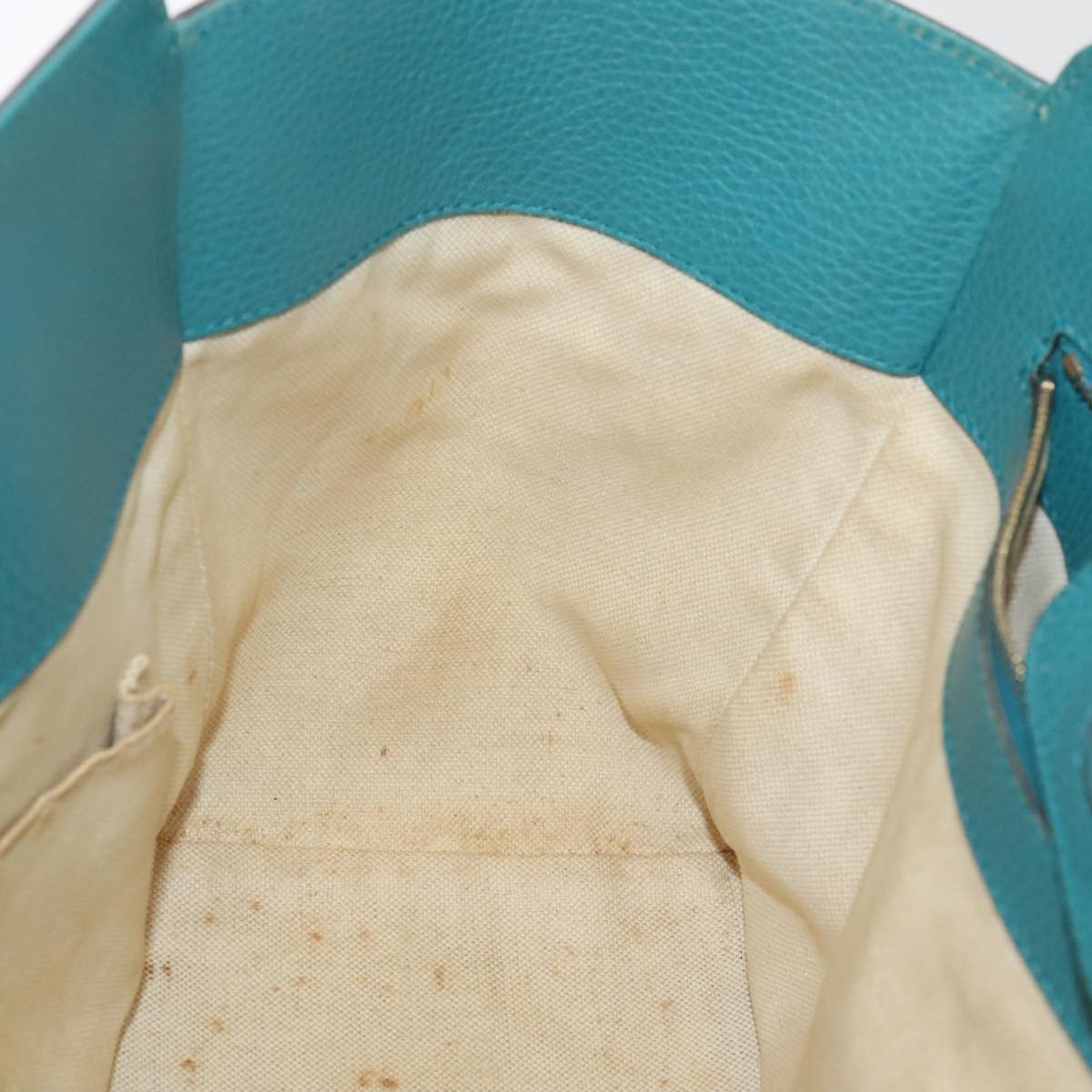 GUCCI Tote Bag Leather Turquoise Blue Gold 354408 88161
