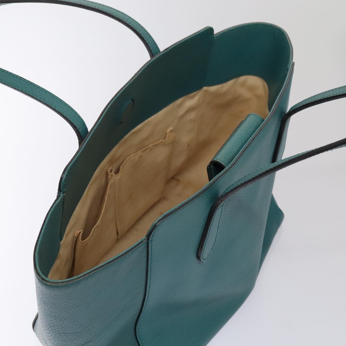 GUCCI Tote Bag Leather Turquoise Blue Gold 354408 88161