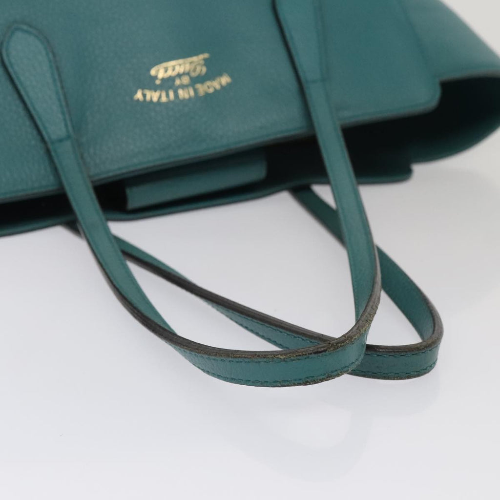 GUCCI Tote Bag Leather Turquoise Blue Gold 354408 88161