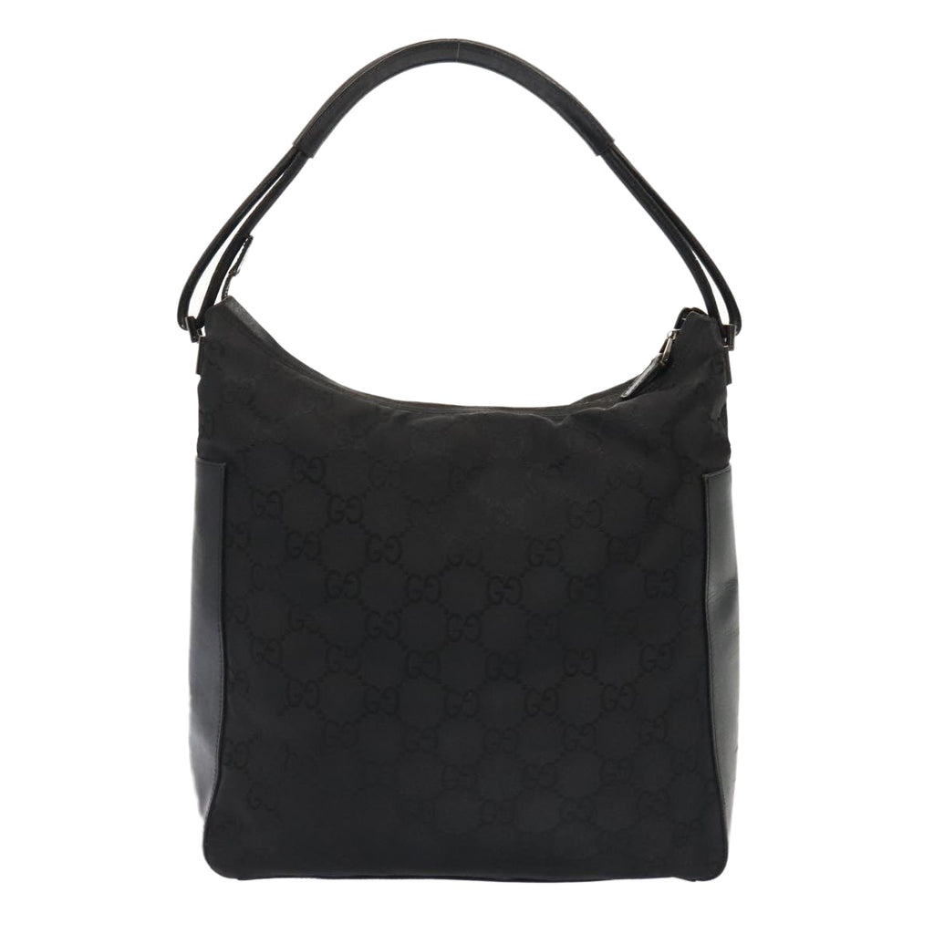 GUCCI GG Canvas Shoulder Bag Nylon Black Silver 001 3770 88165