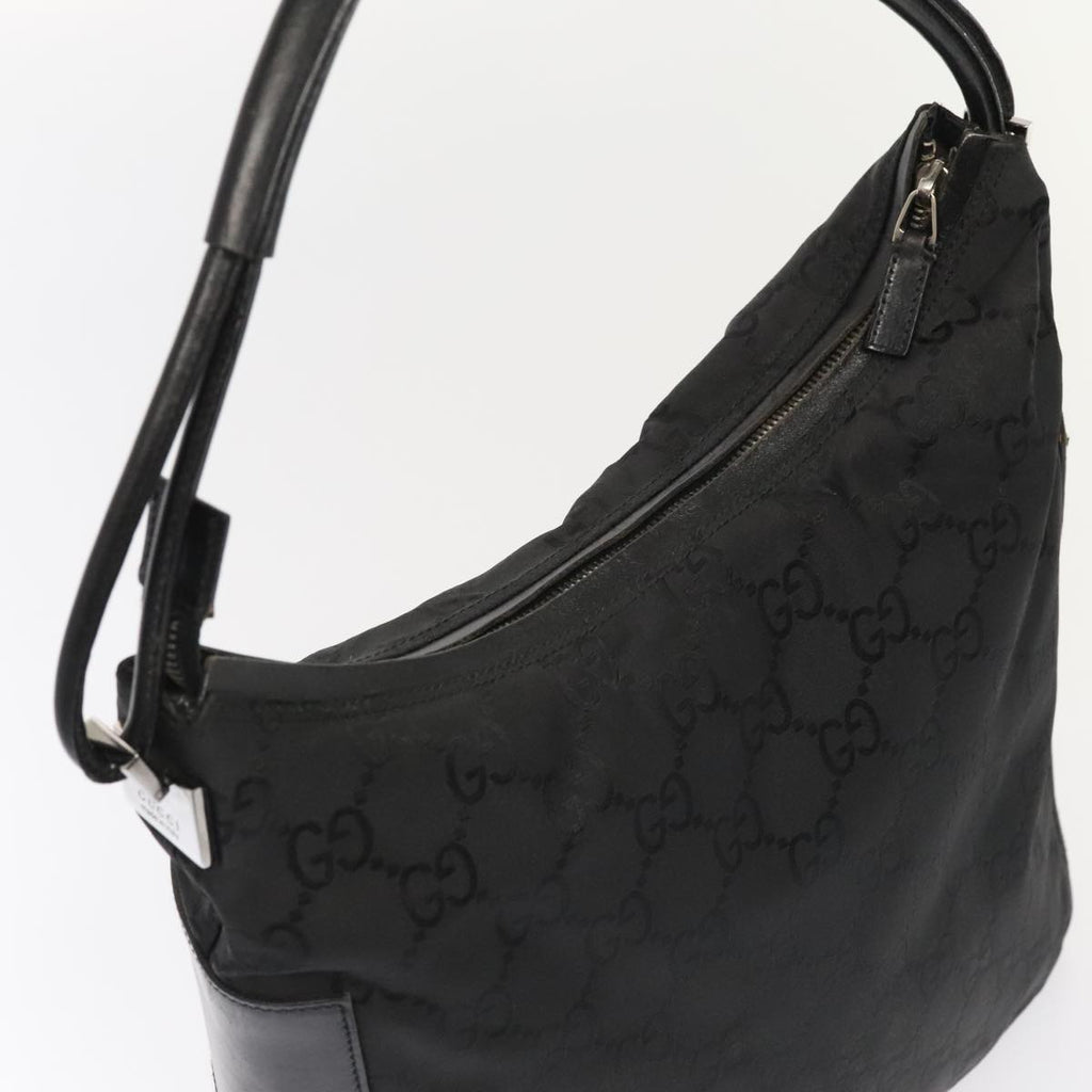GUCCI GG Canvas Shoulder Bag Nylon Black Silver 001 3770 88165