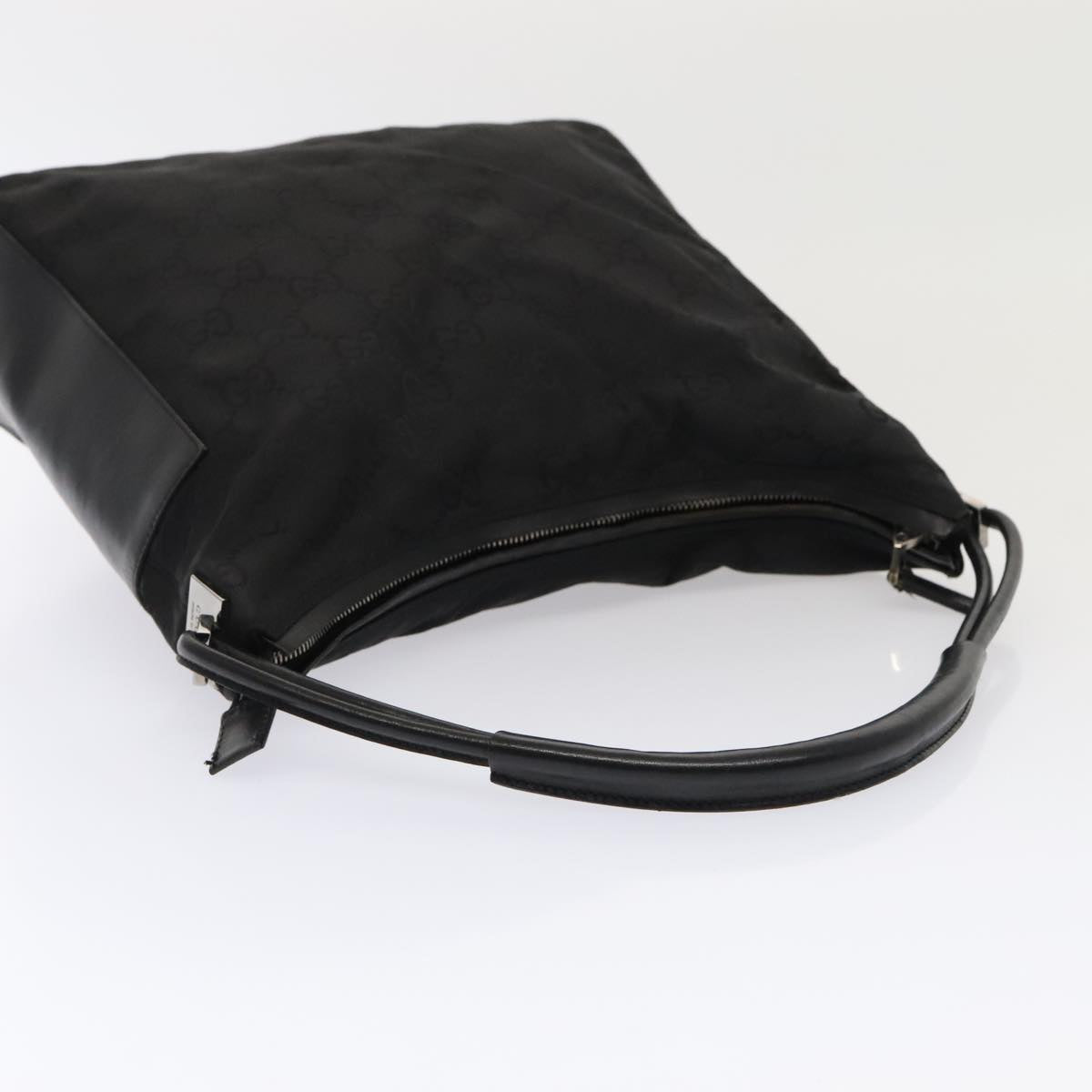 GUCCI GG Canvas Shoulder Bag Nylon Black Silver 001 3770 88165