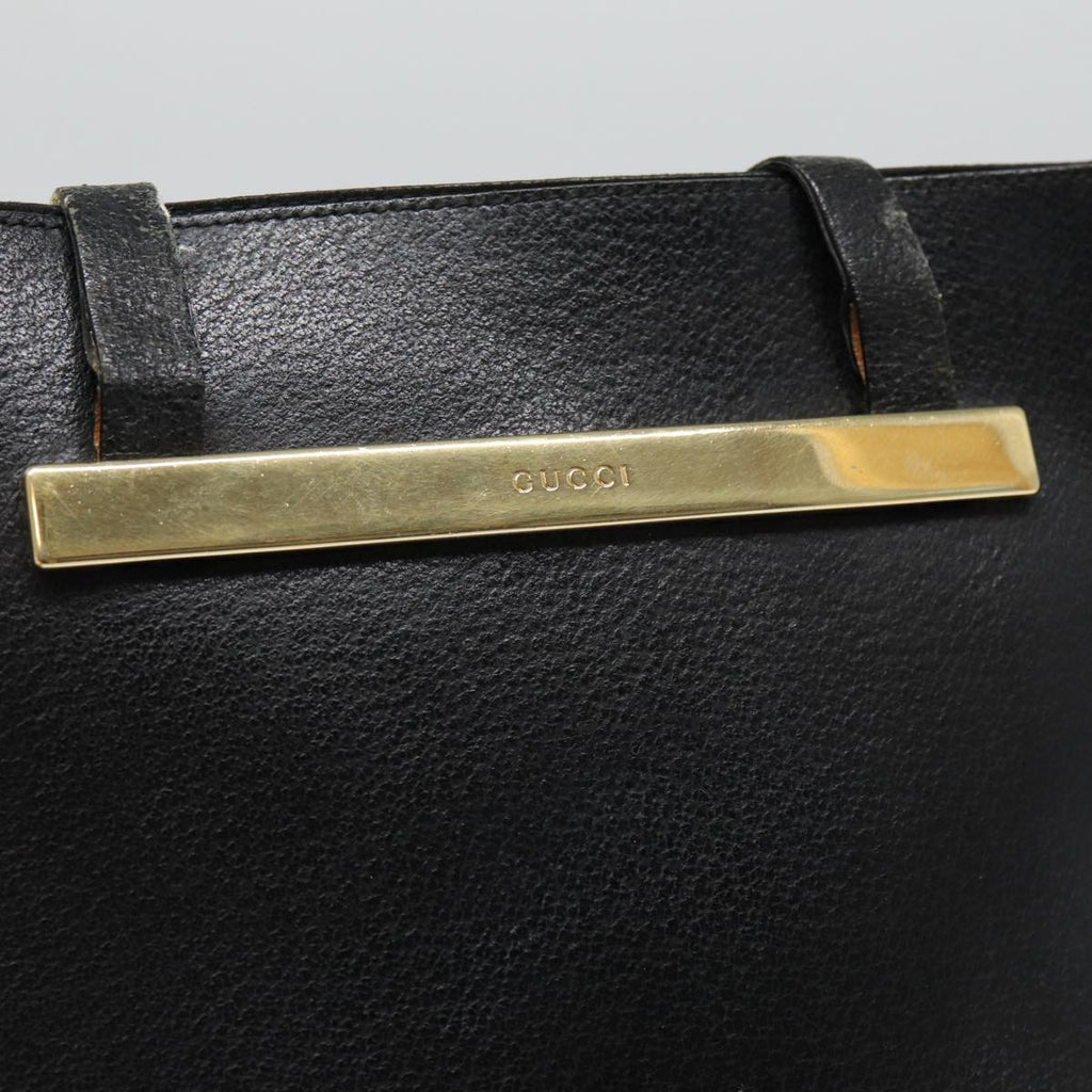 GUCCI Hand Bag Leather Black Gold 000 2058 0558 0 88166